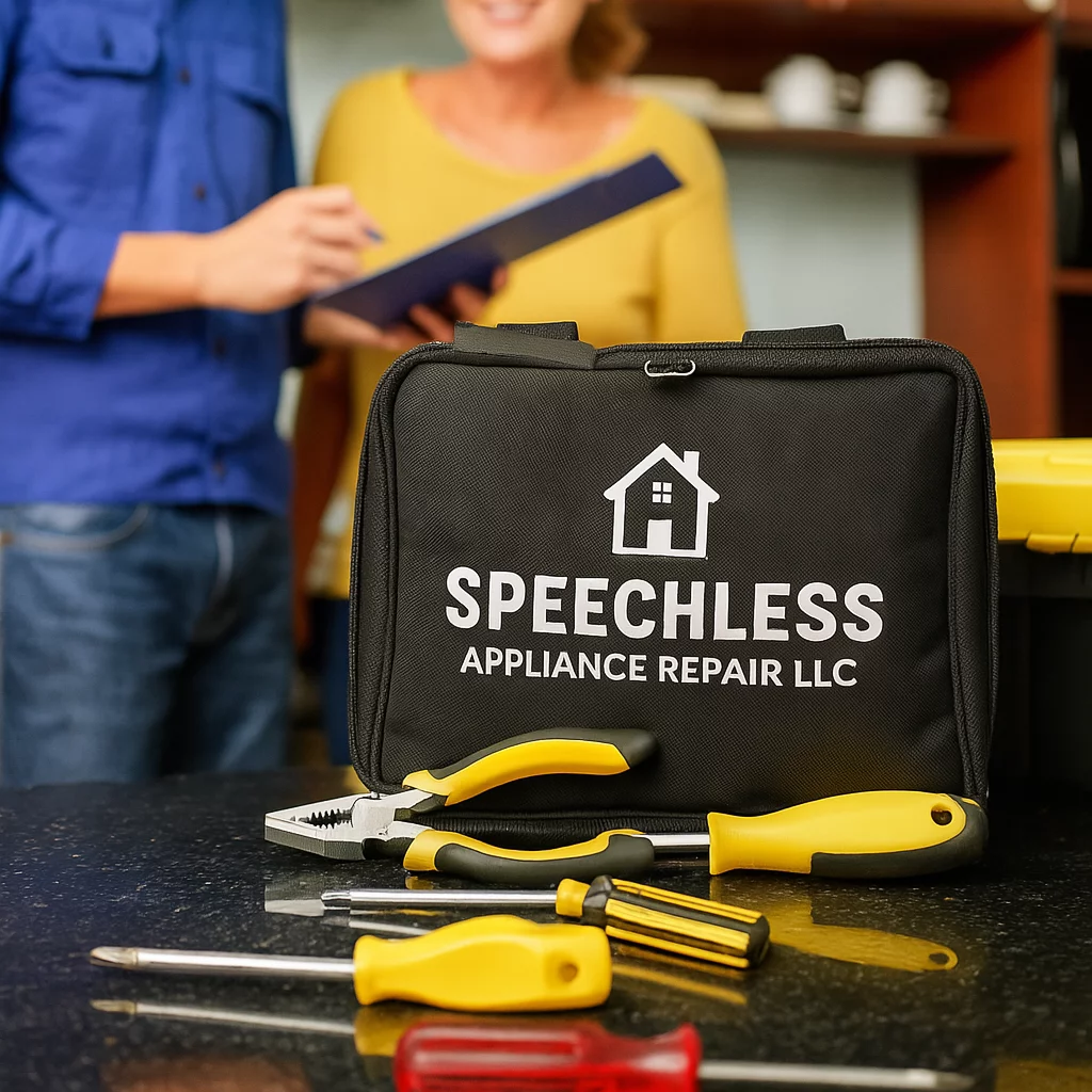 A customer filling out a form for appliance repair services online